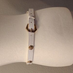 Princess Polly White Belt With Gold Lion Accents